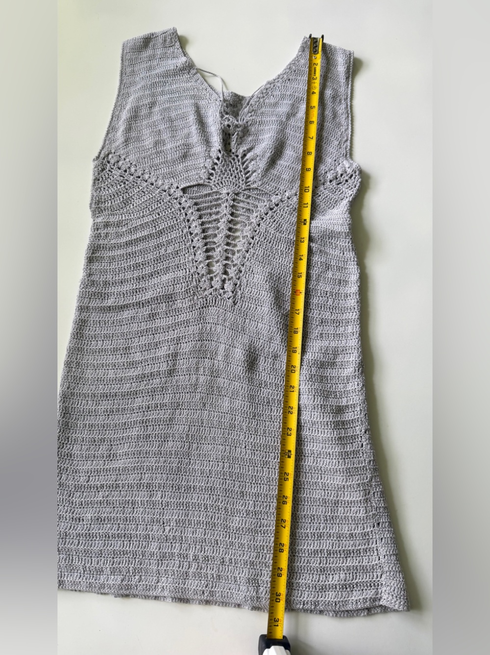 Crochet Knit Mini Dress Boho Cottagecore Sleeveless Small - Picture 4 of 7